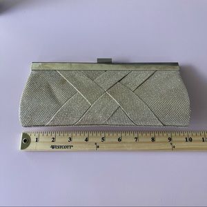 LULU TOWNSEND clutch purse with chain strap. Color Champagne with silver clasp